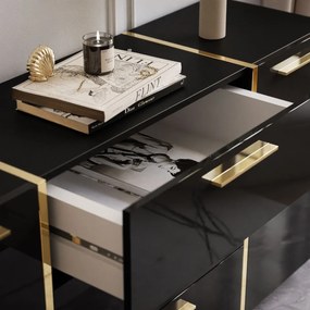 KOMODA SANTINO ČIERNY LESK / ZLATÁ 158 cm