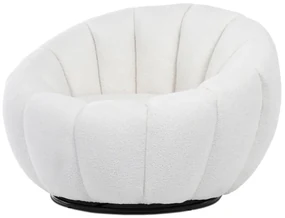 Autronic - Křeslo relaxační, látka bílá Bouclé, otočné. - AK-341 WT2