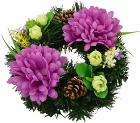 Dušičkový venček Fialové chryzantémy, 20 cm