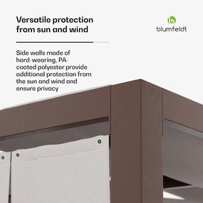Blumfeldt Shade Cove, textilná pergola, 3 x 3 m, bočné steny, práškovo lakovaná farba, odolná voči poveternostným vplyvom