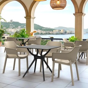 DORA záhradná stolička s podrúčkami taupe