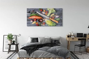 Obraz plexi Nôž vlákna priadze špenát paradajky 140x70 cm
