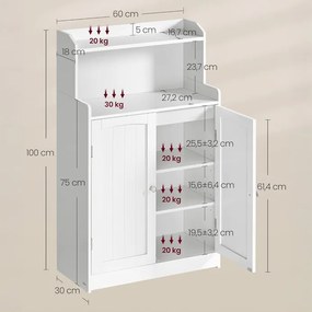 Autronic BONTEC Kúpeľňová skrinka 60x30x100cm, mdf, biela, AUK-E1177 WT Farba: Biela
