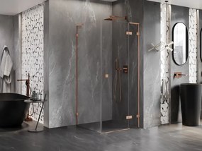 Mexen Lunar L, 1-krídlový sprchový kút, pravý, 100 x 100 cm, 8mm číre sklo, medený profil, 834L-100-100-65-00-P