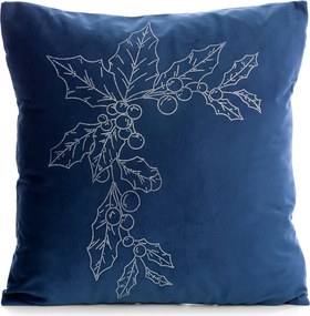 VIANOČNÁ DEKORAČNÁ OBLIEČKA NA VANKÚŠ MISTLETOE 45X45 CM TMAVOMODRÁ