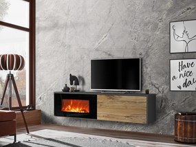 Tv stolík/skrinka Dalton (antracit + dub flagstaff) (s elektrickým krbom). Akcia -19%. Vlastná spoľahlivá doprava až k Vám domov. 1097692