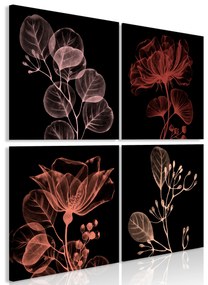 Artgeist Obraz - Glowing Flowers (4 Parts) Veľkosť: 40x40, Verzia: Na talianskom plátne