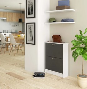 2 krídlový botník 60 cm, biely / sivý