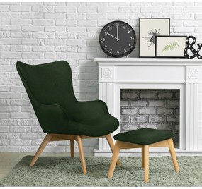 Tmavozelené kreslo s podnožkou Niko – Ropez