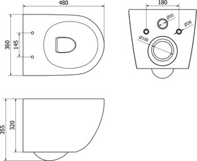 Mexen Lena WC misa Rimless s WC doskou slim, duroplast, svetlo-šedá matná, 30224061