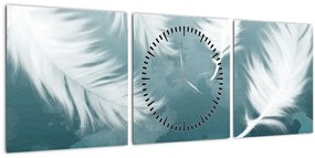 Obraz - Biela pierka (s hodinami) (90x30 cm)