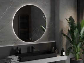 Mexen Erg, okrúhle LED podsvietené kúpeľňové zrkadlo 100 cm, 6000K, vykurovacia podložka proti zahmlievaniu, 9823-100-100-611-00
