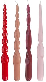 TWISTED Sada sviečok 4 ks 29 cm - červená