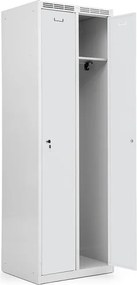 Kovová šatníková skriňa Trestles SS2M 1800x600x500 mm, 2 oddiely, svetlosivé dvere Podnož: nožičky, Zámok: cylindrický