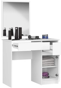 Kozmetický stolík so zrkadlom P-2 II 90x50 cm biely pravý