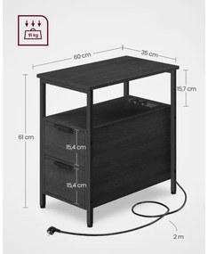 Odkladací stolík s integrovanými zásuvkami a USB portami ROD čierna
