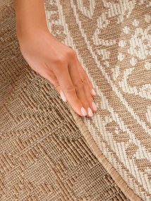 NORTHRUGS, Kusový koberec Duet Kona 106250 Beige/White kruh - na von aj na doma, 160x160 (priemer) kruh, béžová, chodba / predsieň
