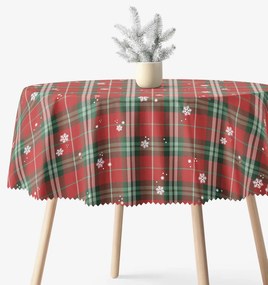 Goldea okrúhly teflónový obrus - červené káro s vločkami Ø 130 cm