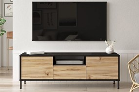 Elegantný TV stolík LUVIO III 140 cm, MDF, svetlohnedý, čierny