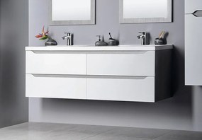 Sapho Sapho, WAVE dvojumývadlová skrinka 149,7x50x47,8cm, biela/dub strieborný (WA152), WA150-3011