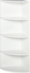 HOMCOM Knižnica do rohu s 4 poličkami 39,5x39,5x120cm Biela | Aosom