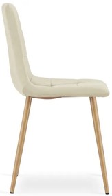 Set štyroch jedálenských stoličiek KARA zamat svetlobéžový (naturálne nohy) 4 ks