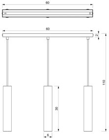 Luster na lanku RAITO 3xGU10/8W/230V mosadz