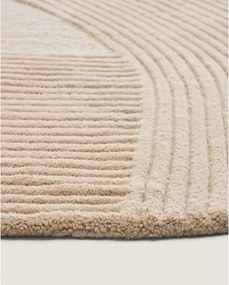 Krémový ručne tkaný vlnený okrúhly koberec ø 200 cm Domm – Kave Home