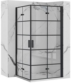 Rea Molier Black Double, sprchový kút so skladacími dverami 100(dvere) x 80(dvere), 6mm číre sklo, čierny profil, KPL-K2011