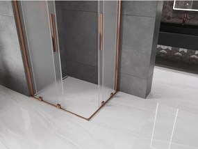 Mexen Velar Duo, sprchový kút s posuvnými dverami 90 x 80 cm, 8mm sklo námraza, ružové zlato, 871-090-080-32-60