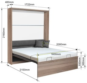 Nabytekmorava Sklápacia posteľ VS 3054 P - 200x160 cm farba lamina: orech/biele dvere