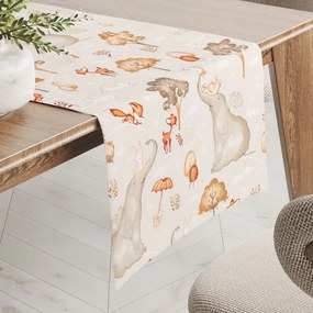 Biante Detský bavlnený behúň na stôl Sandra SA-692 Slon a jeho kamaráti na svetlo sivobéžovom 20x180 cm