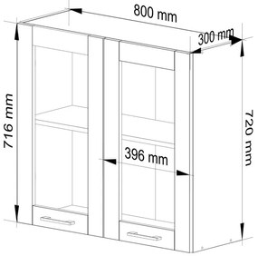 Horná kuchynská skrinka OLIWIA W80 H720 biela / sivá