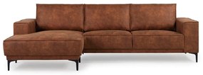 Koňakovohnedá rohová pohovka z imitácie kože (ľavý roh) Copenhagen – Scandic
