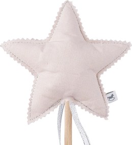 Ľanový kúzelný prútik púdrovo ružový so striebrom