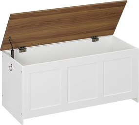 Lavica s úložným priestorom Vasagle Braisy 100 cm biela/orech
