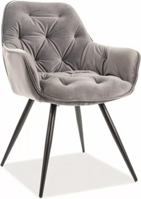 SI Čerešňová zamatová stolička sivý