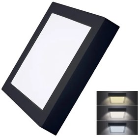 Solight WD173-B Stropný mini panel LED 18W, 1530lm, 3000K/4000K/6000K, štvorcový, IP20, čierna