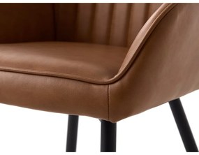 Hnedé čalúnené jedálenské kreslá v súprave s podrúčkami 2 ks Nolan Stripe – Unique Furniture