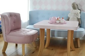 Detská sedačka ľanová modrá 17 cm Drevo