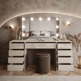 TOALETNÝ STOLÍK JULIETTA KAŠMÍR LESK + ZRKADLO + LED