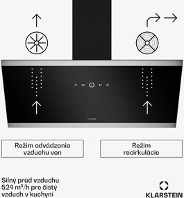 Klarstein FlashLine digestor, A++, 524 m³/h, 3 úrovne, dotykový, tichý, LED, odsávanie/recirkulácia, 100 W