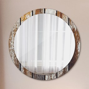 Okrúhle ozdobné zrkadlo Vintage tmavé drevo fi 100 cm