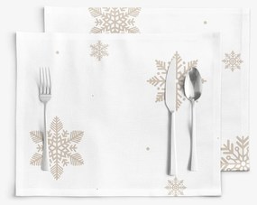 Goldea vianočné prestieranie na stôl 100% bavlnené plátno - snehové vločky na bielej - sada 2ks 30 x 40 cm