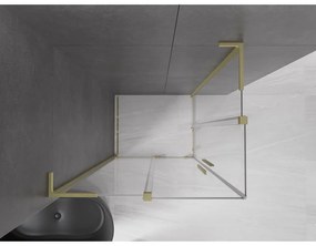 Mexen Velar L Duo, sprchový kút s posuvnými dverami 100 x 90 cm, 8mm číre sklo, zlatá matná, 871-100-090-02-03-55