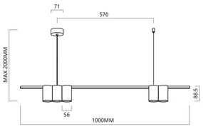 Luster na lanku GENESIS 5xGU10/8W/230V biela