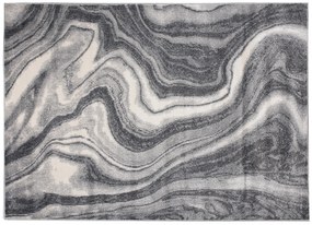 Tmavý sivý dizajnový koberec s abstraktným vzorom