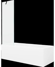 Mexen Cubik obdĺžniková vaňa 150 x 70 cm s obkladom a 1-krídlovou sprchovou zástenou 60 cm, Transparentné, Čierna - 550315070X95