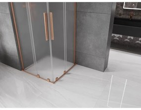Mexen Velar L Duo, sprchový kút s posuvnými dverami 90 x 90 cm, 8mm sklo námraza, medená matná, 871-090-090-02-33-65