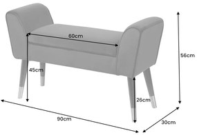 Dizajnová lavica Dafina 90 cm sivý zamat